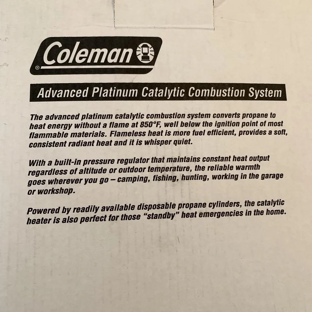 Coleman ProCat Portable Catalytic Space Heater Propane Indoor Black 5053 Camping